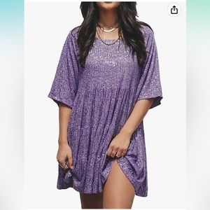 Brand New Amazon Purple Sequin Babydoll Dress
